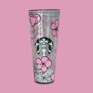 Starbucks Pink Floral Glitter 24 OZ  Water  Tumbler NEW
